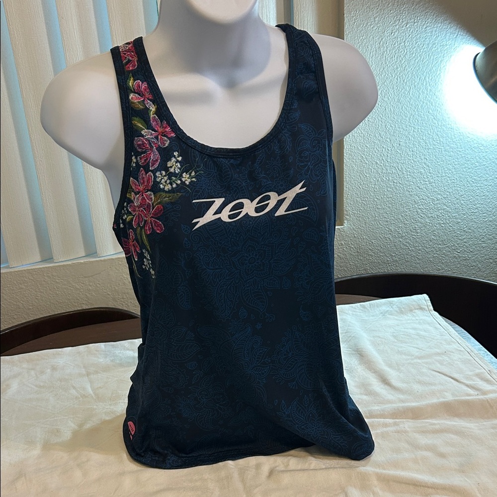 Zoot Navy Tank top with Pink Floral Accent